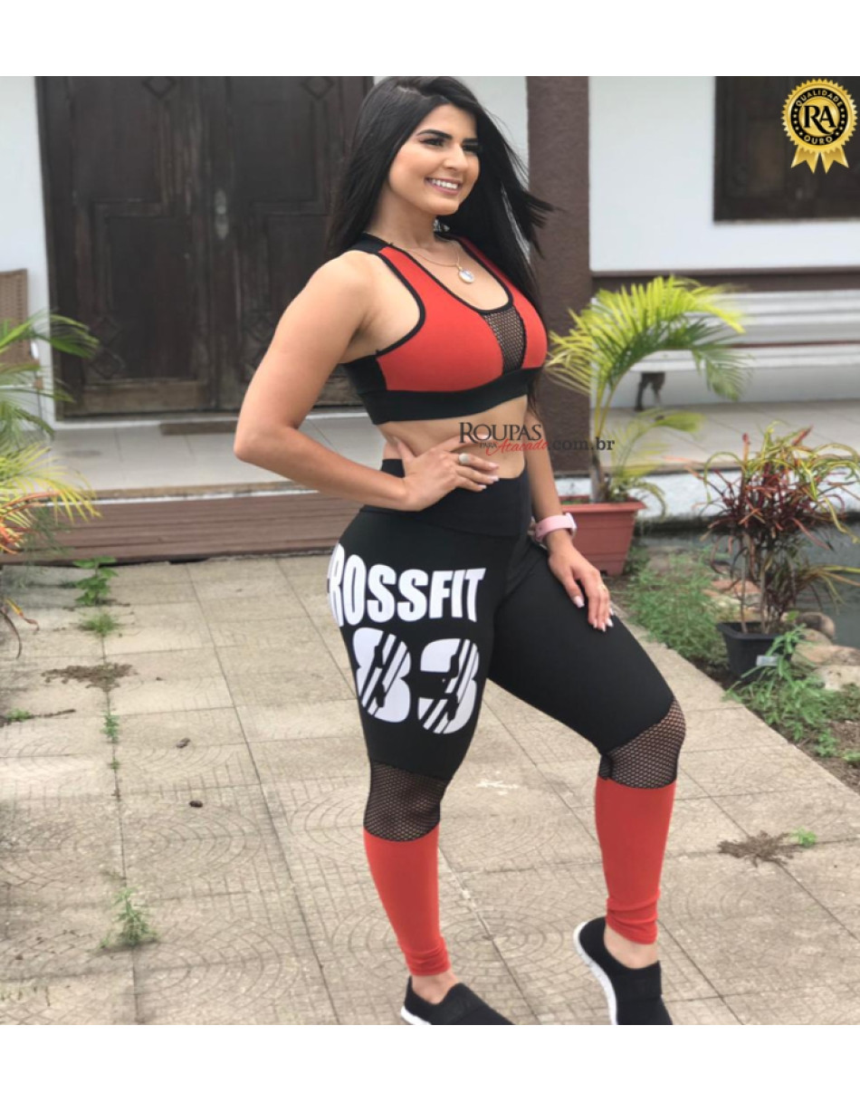 Conjunto Top E Calça Fitness com Detalhes 