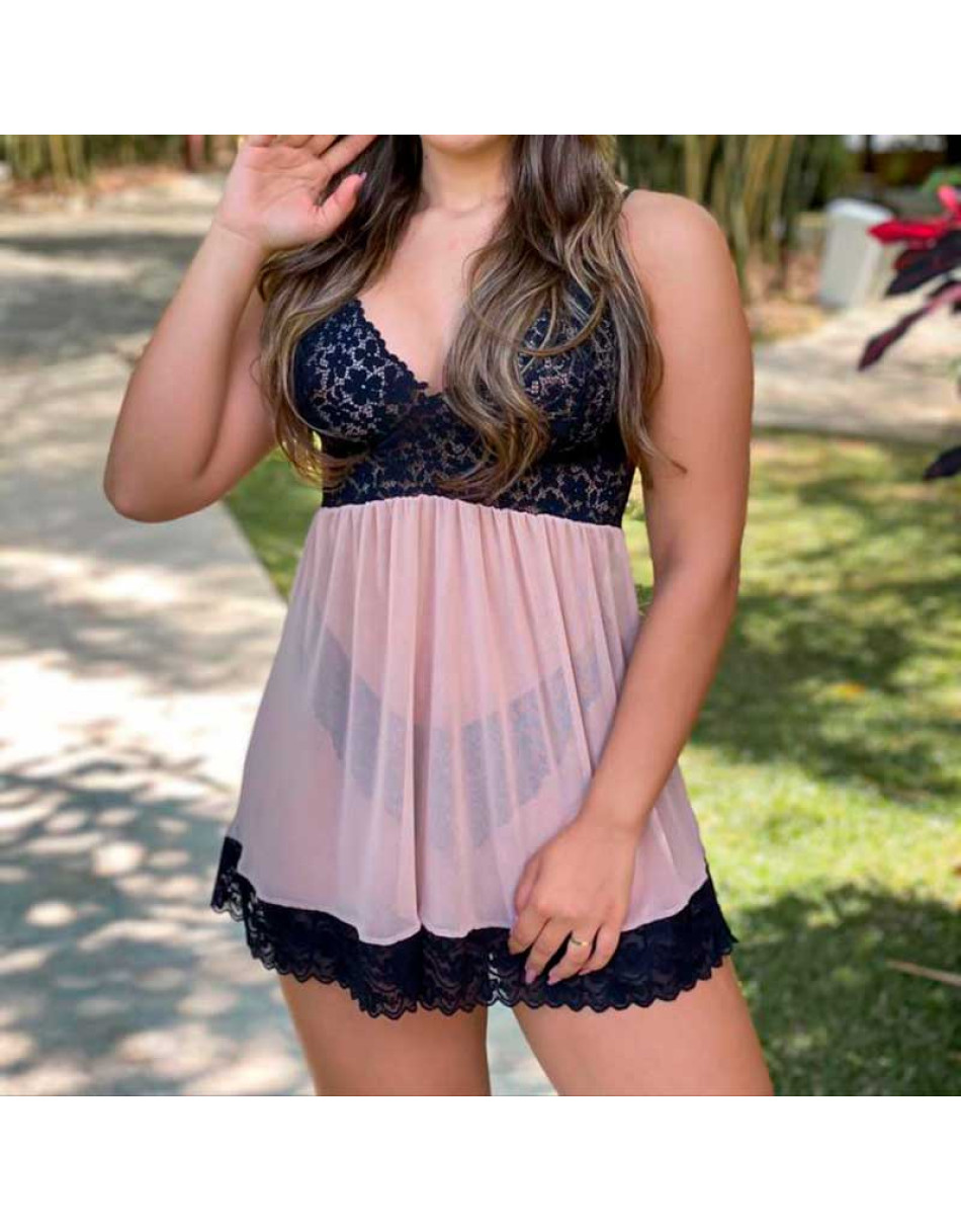 Camisola Tule Com Calcinha