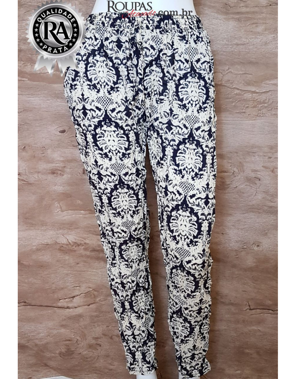 Calça Estampada Viscose Com Bolso