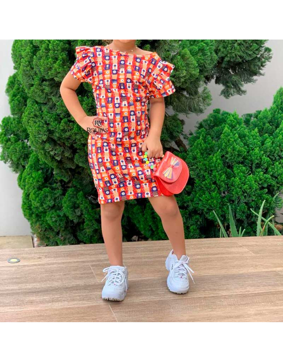 Vestido Infantil Canelado Estampado