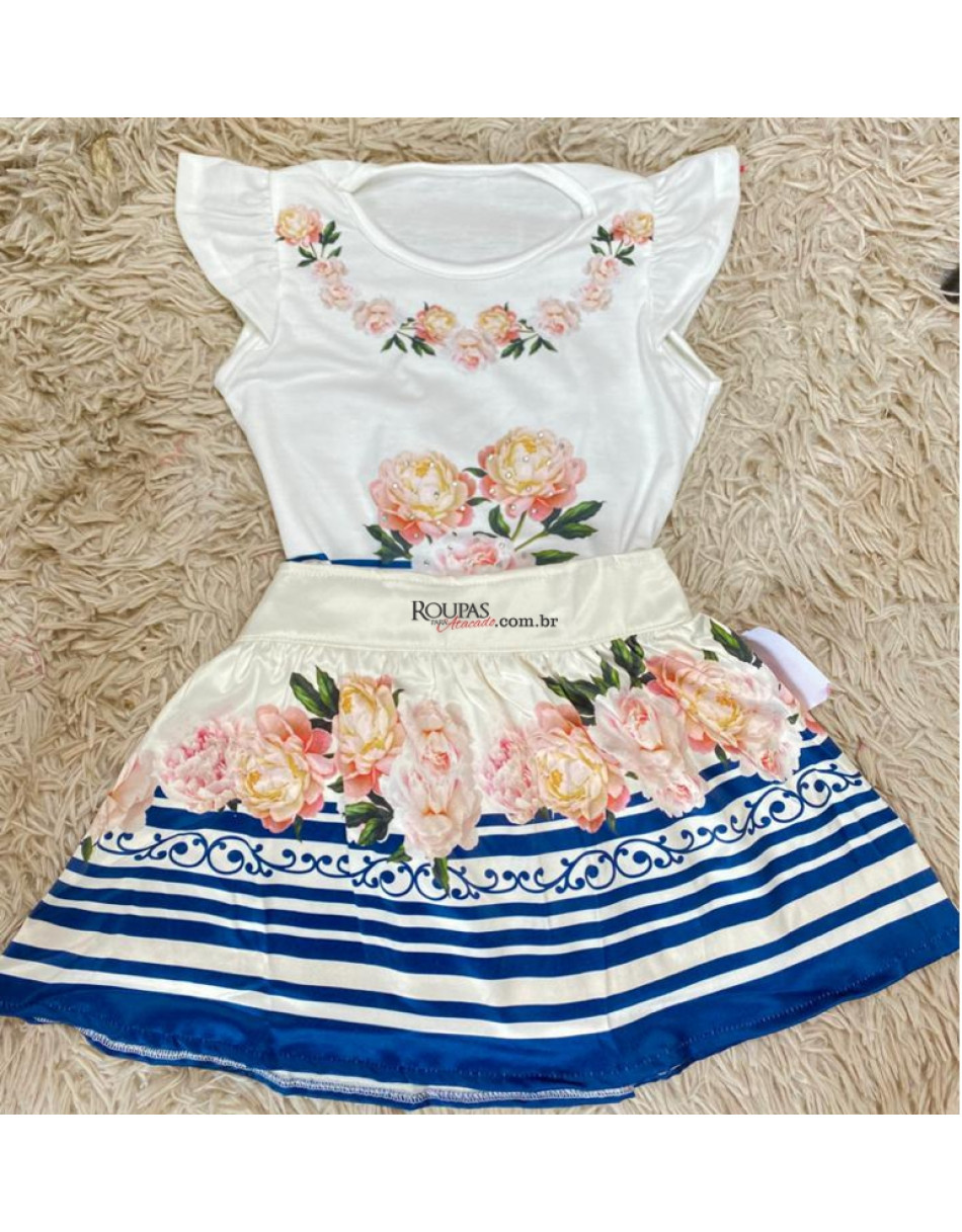 Conjunto Saia E Blusa Infantil Princesas