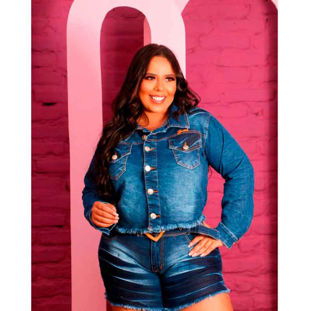 Jaqueta Jeans Feminina Plus Size