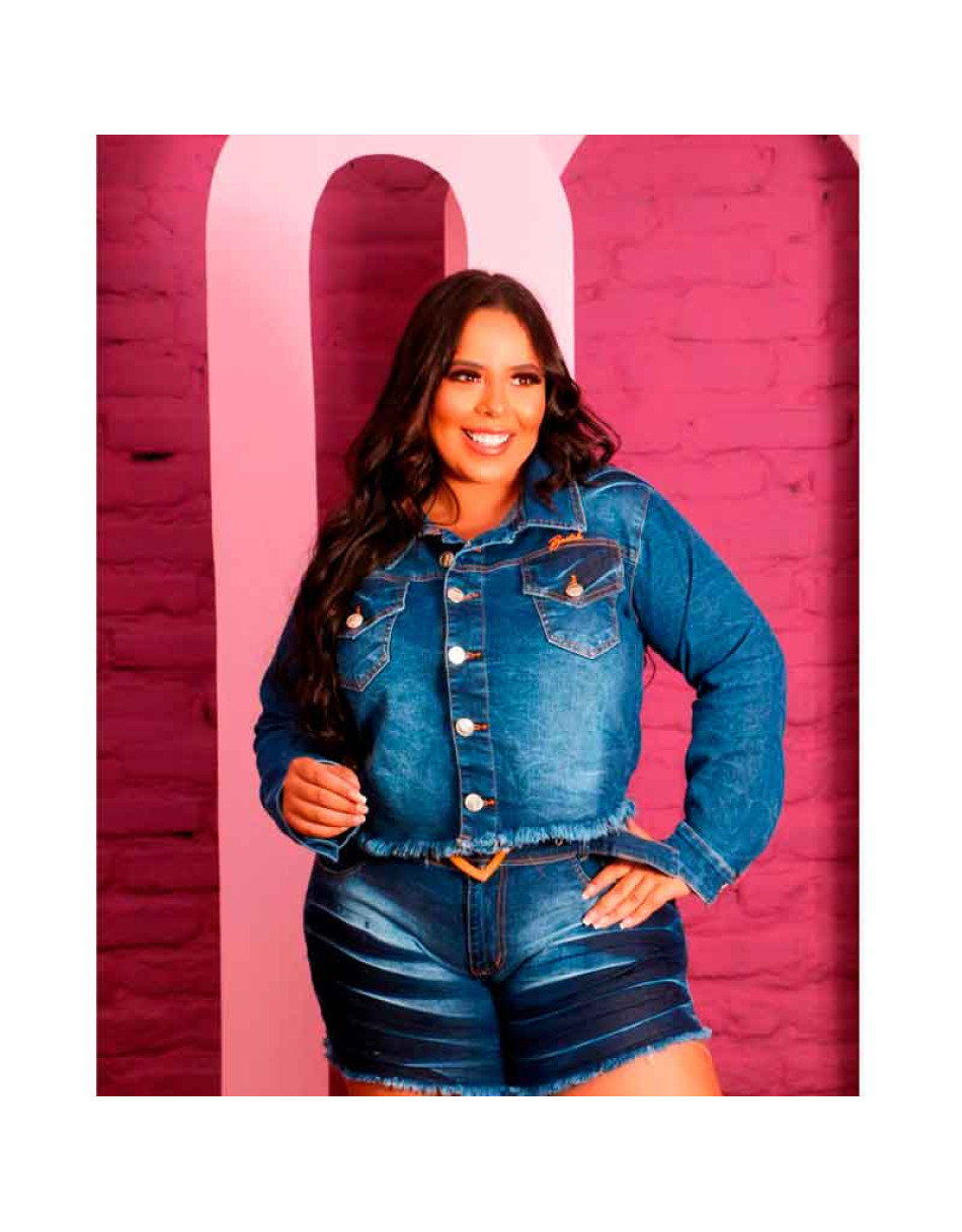 Jaqueta Jeans Feminina Plus Size