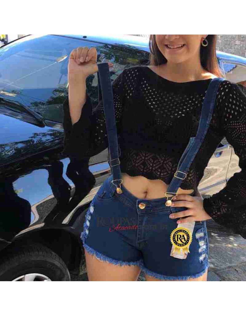 Short Com Suspensório Feminino