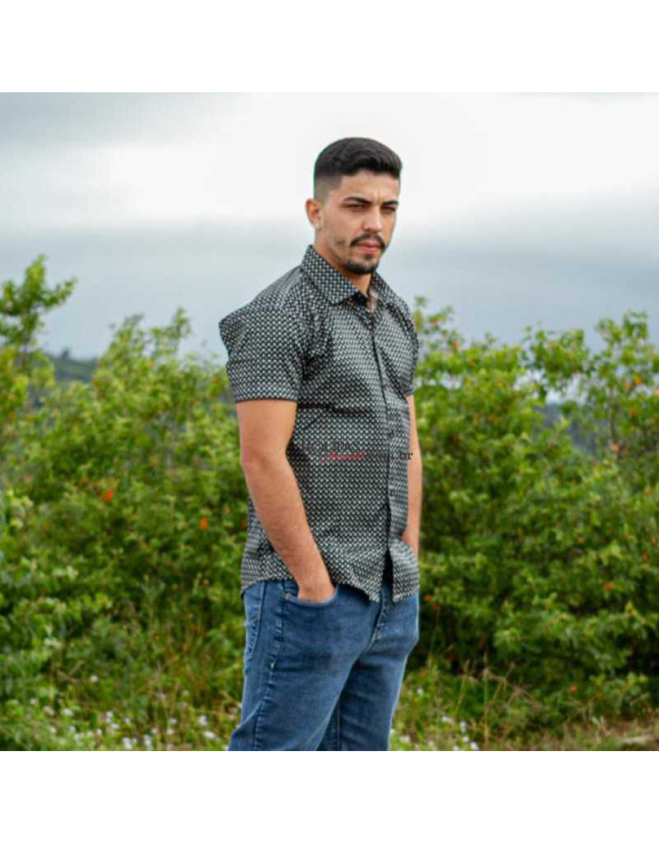 Camisa Social Masculina Estampada