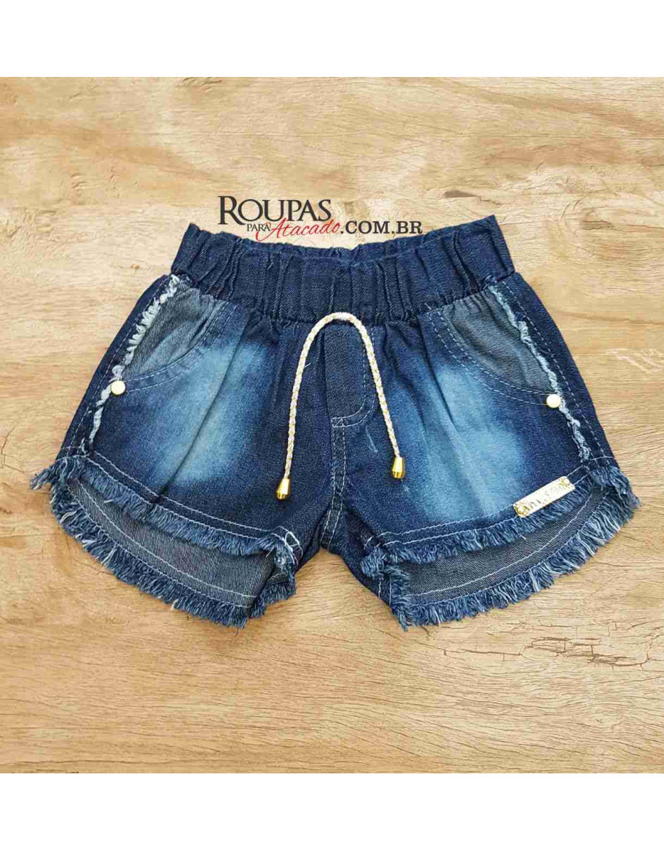 Short Jeans Infantil Cós Elástico 4 a 8 anos