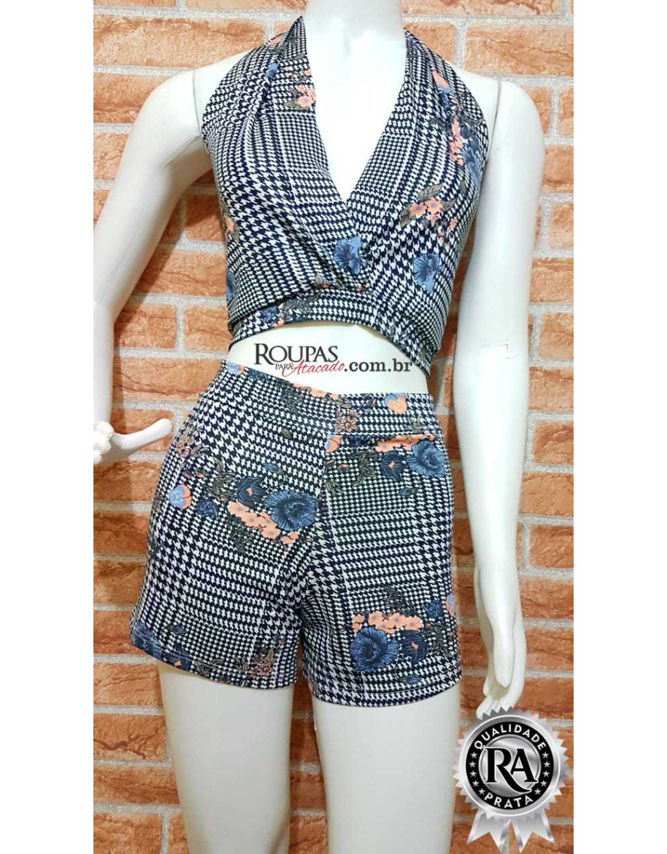 Conjunto Feminino Adulto Blusa e Short Estampado