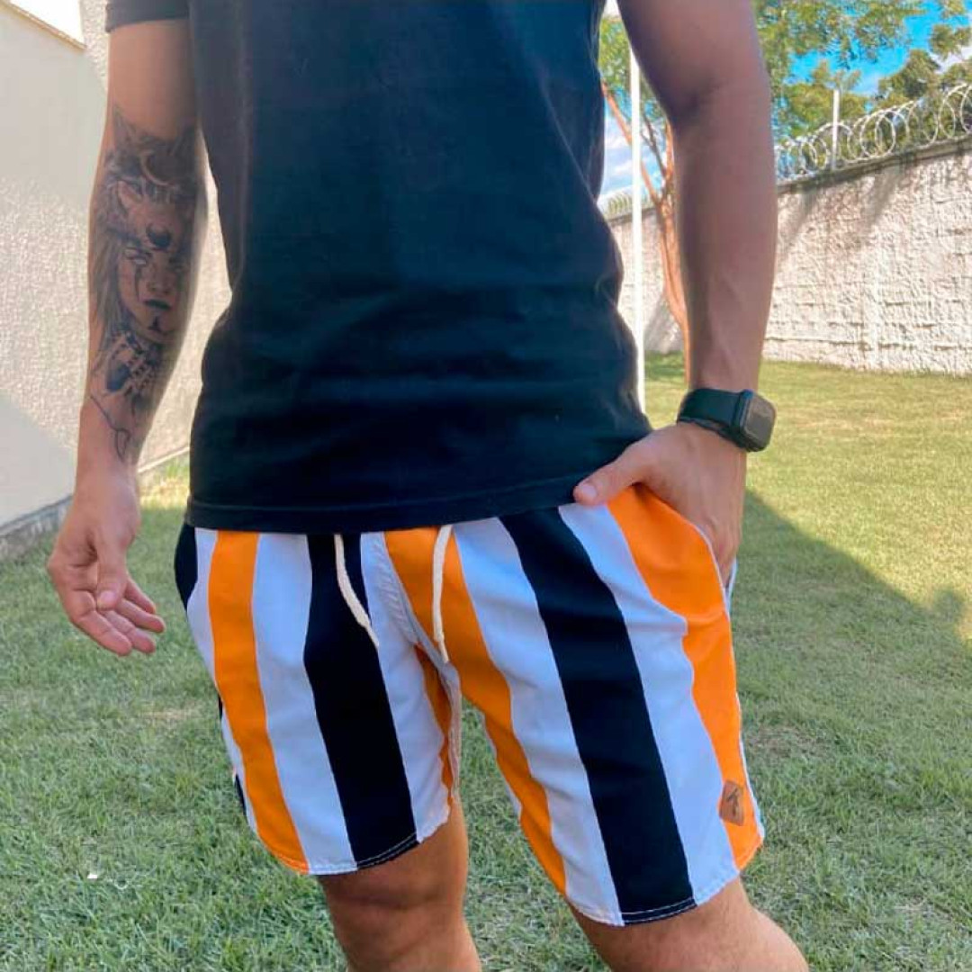 Short Masculino Tactel Grosso Listrado