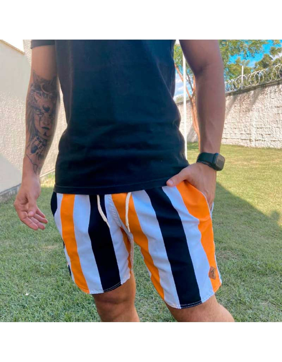 Short Masculino Tactel Grosso Listrado