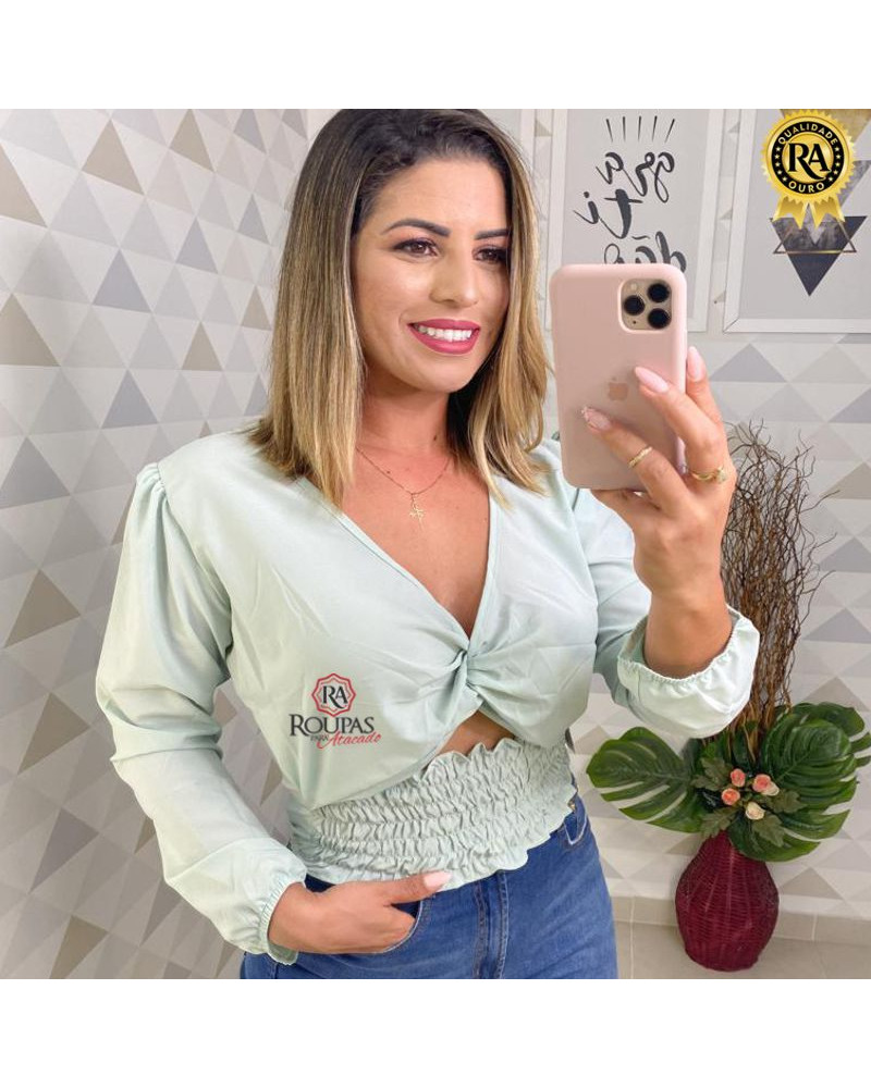 Blusa Cropped Lastex Em Crepe Vários Modelos