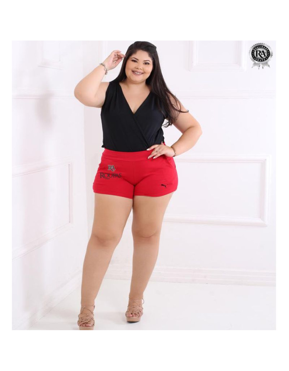 Short Feminino Plus Size Com Bolso