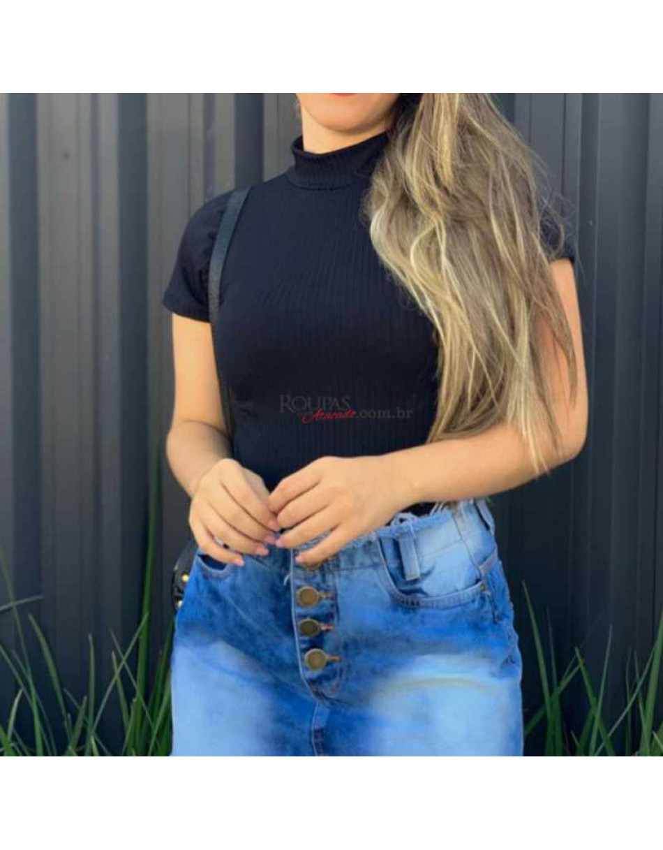 Blusa Malha Canelada Feminina