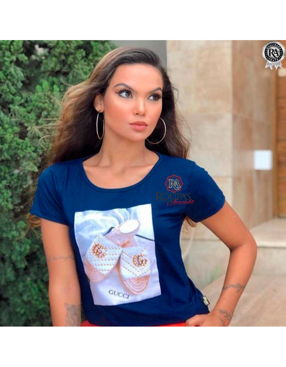 Tshirt Feminina Com Aplicação