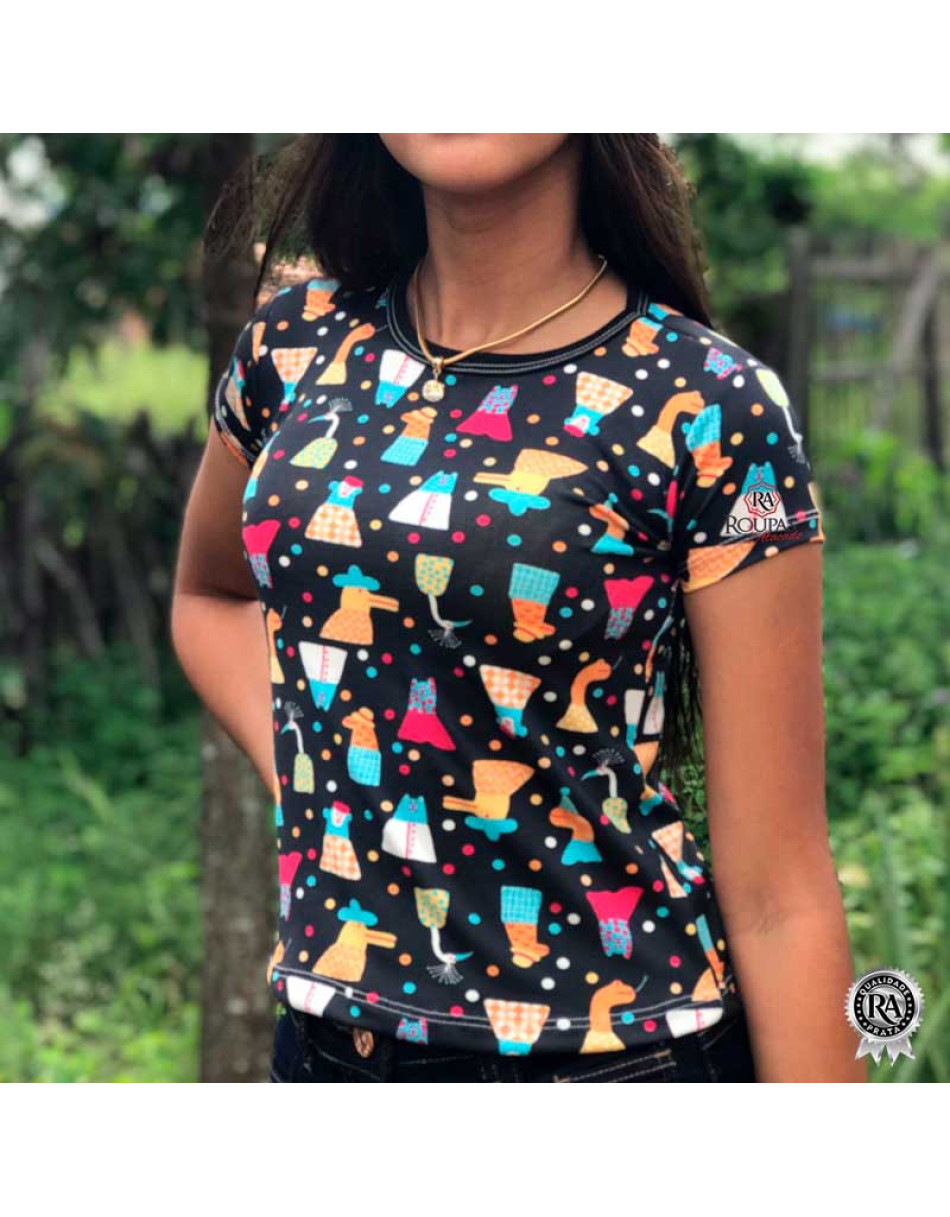 Blusa Baby Look Juvenil Estampada