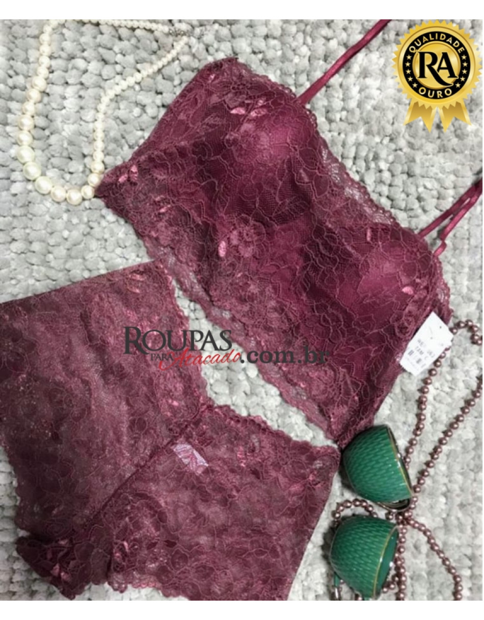 Conjunto Lingerie Cropped Carola com Calcinha