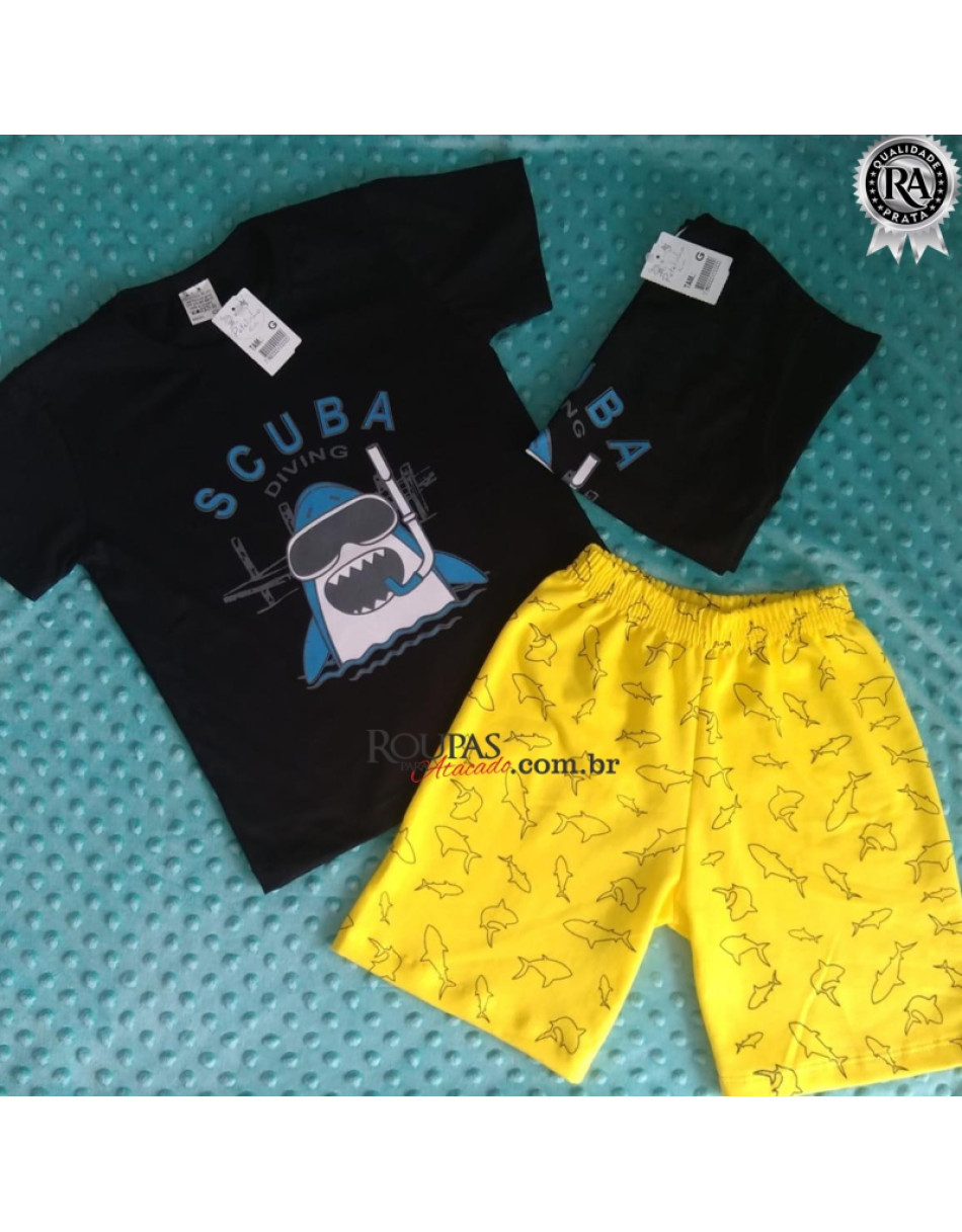 Conjunto Infantil  Bermuda Moletim E Camiseta Algodão