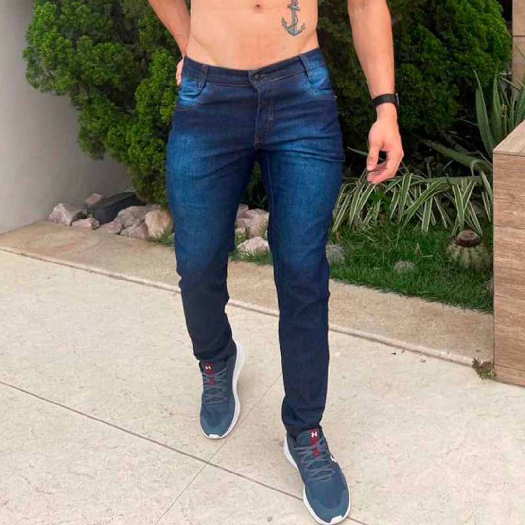 Calça Jeans Masculina Com Lycra