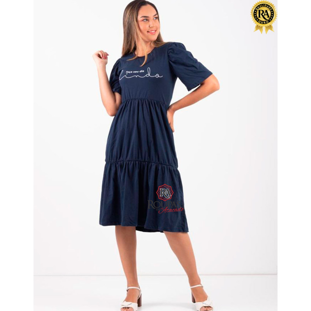 Vestido Midi Algodão Lorrane Com Frases