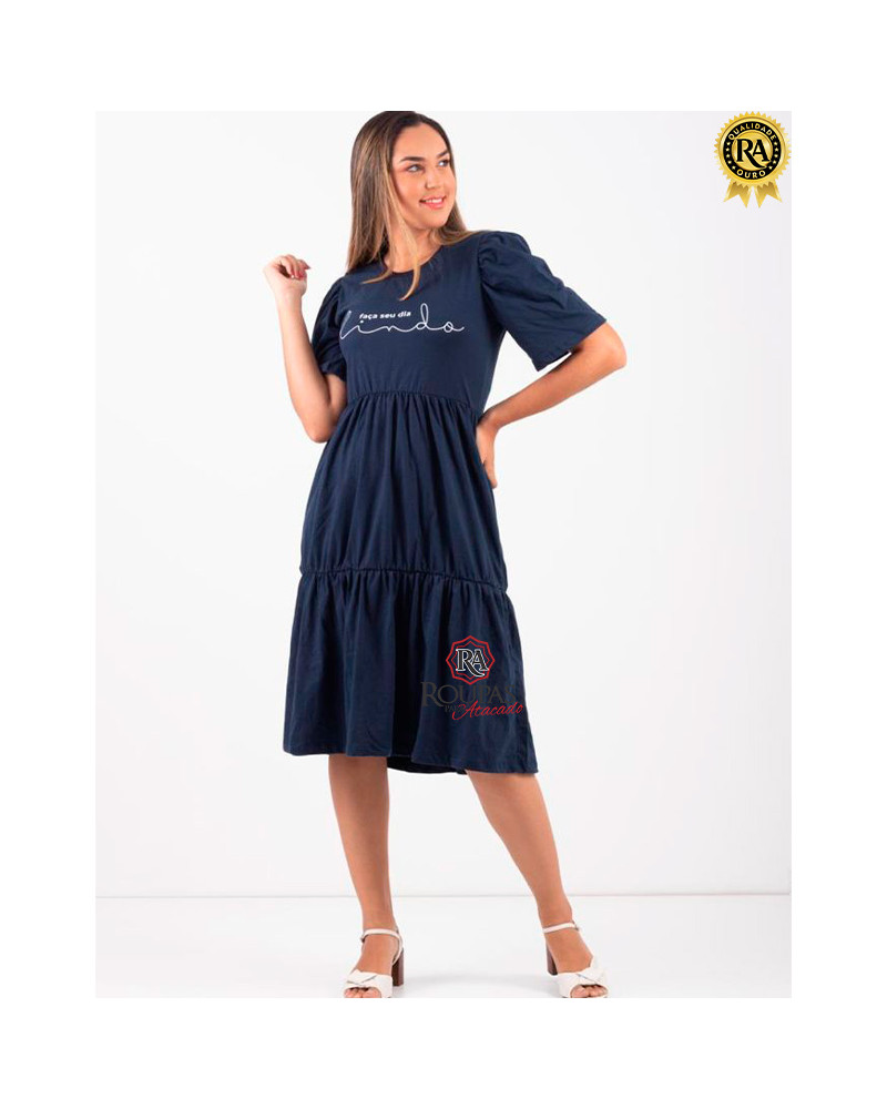 Vestido Midi Algodão Lorrane Com Frases