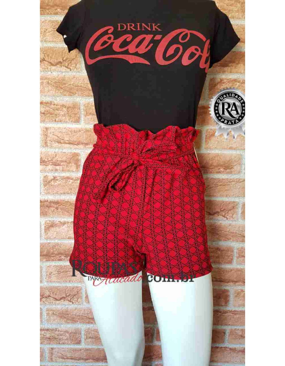 Short Estampado Feminino Adulto com Laço