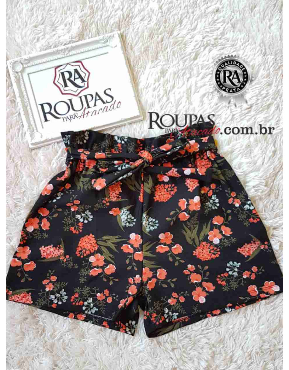 Short Estampado Feminino Adulto com Laço