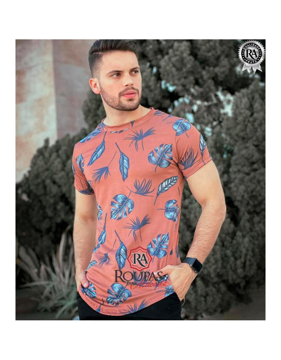 Camisa Masculina Longline Floral