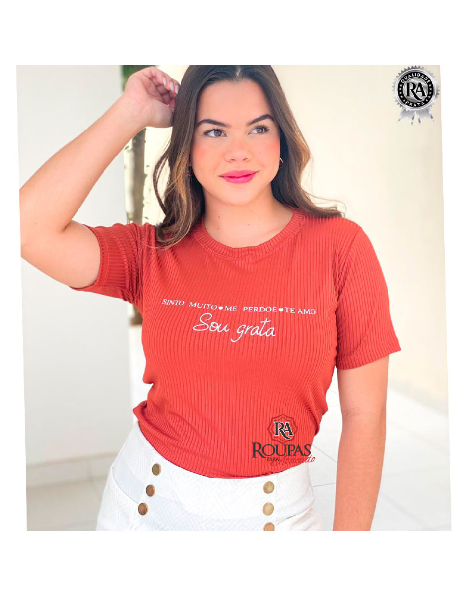 Tshirt Feminina Canelada Com Frases