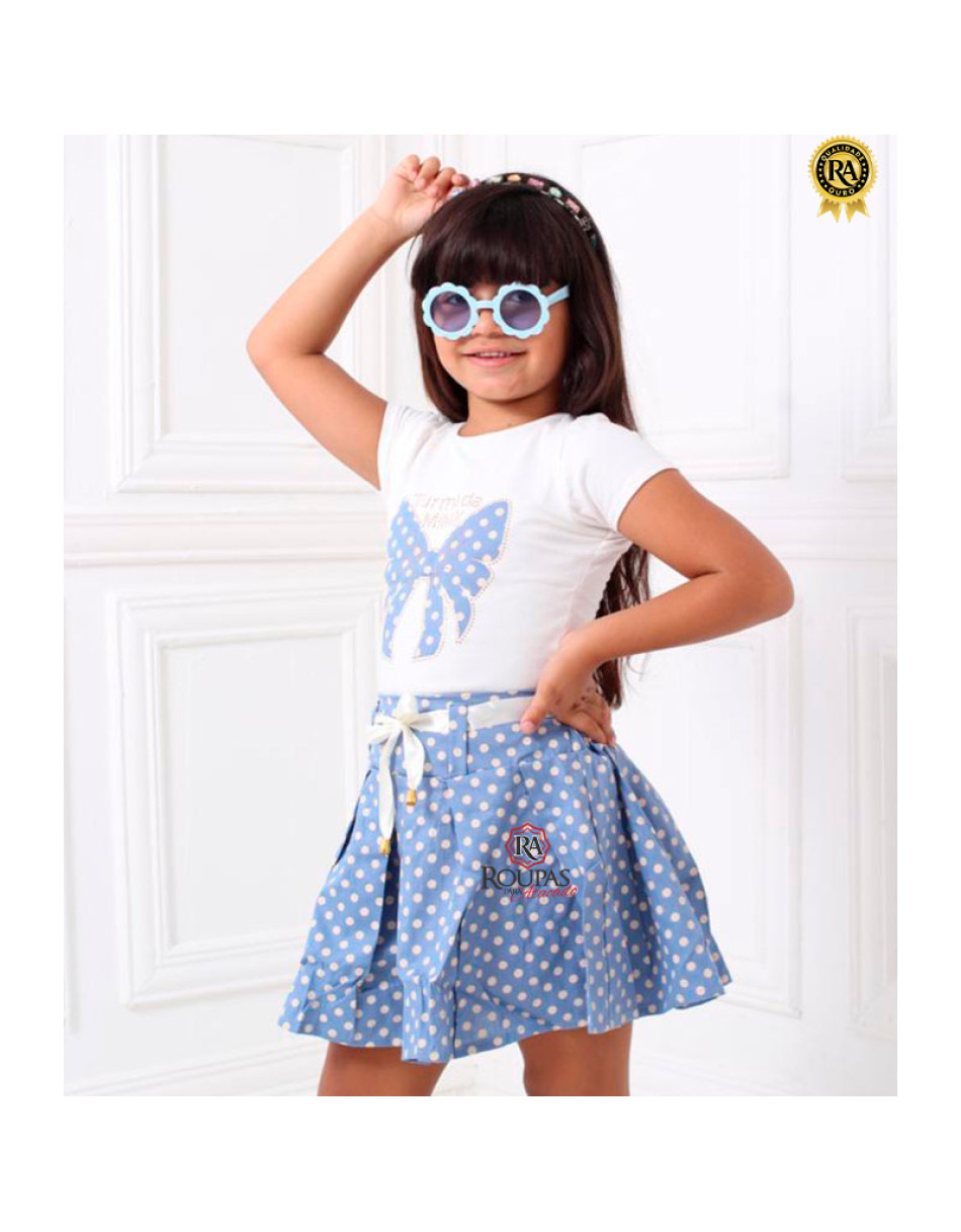 Conjunto Infantil De Saia Plissada E Blusa Mimyk