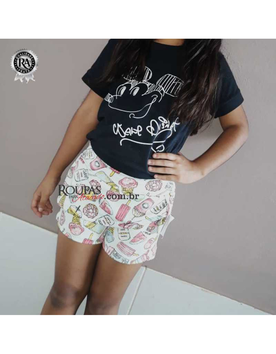 Short Infantil Feminino Estampado