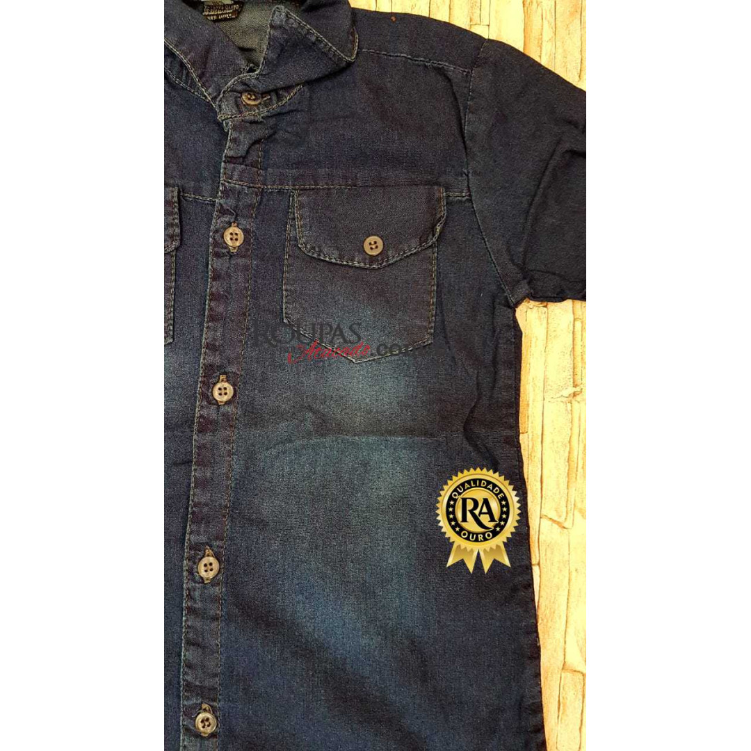 Camisa Social Jeans Infanto Juvenil 8 a 14 anos