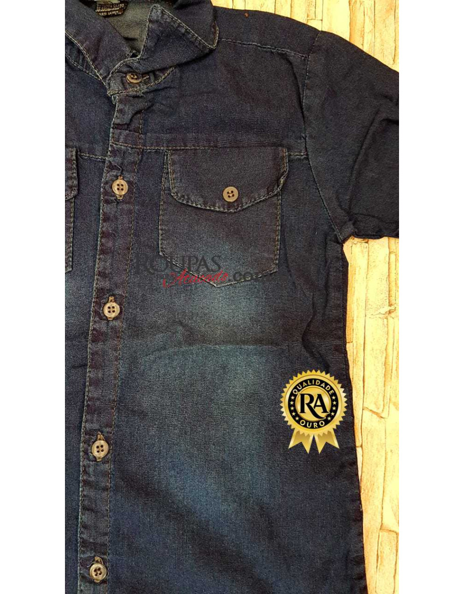 Camisa Social Jeans Infanto Juvenil 8 a 14 anos