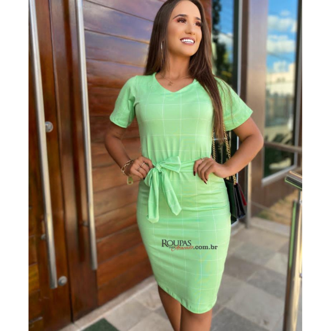 Vestido Midi Tubinho Com Cinto