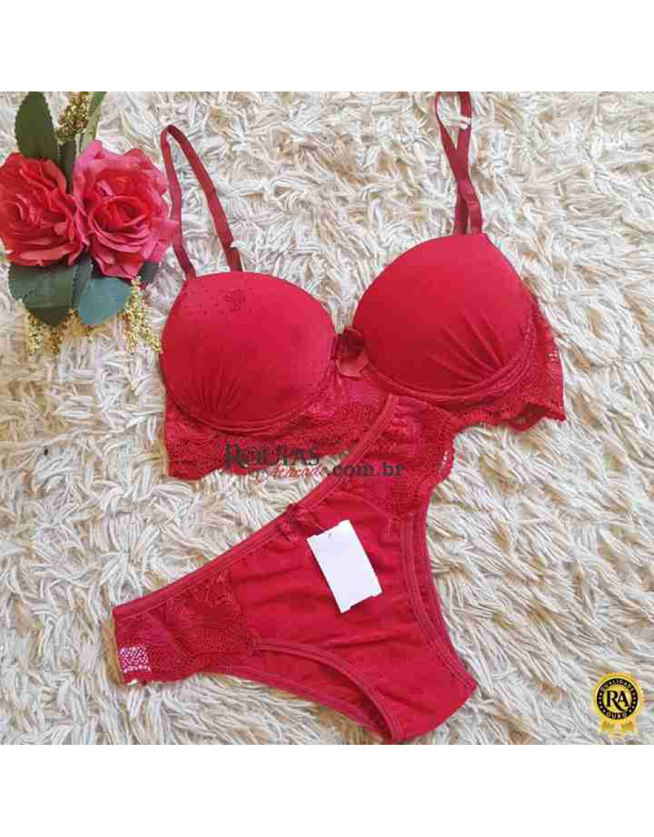 Conjunto Lingerie Sutiã Franzido