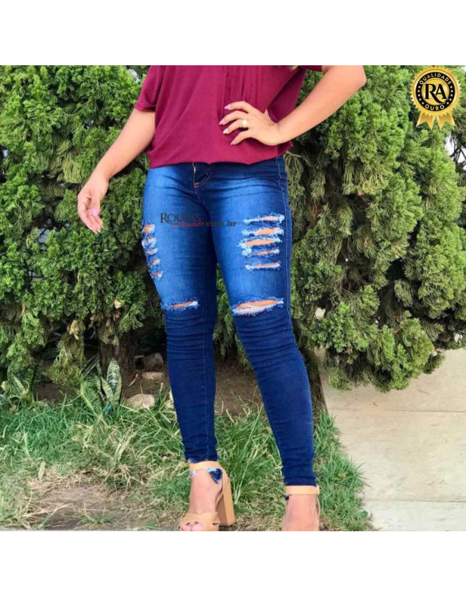 CALÇA JEANS FEMININA CINTURA ALTA