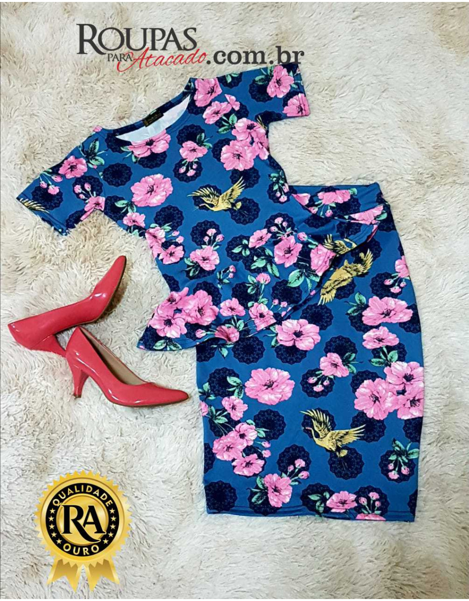 Conjunto Feminino Saia e Blusa Peplum P M G