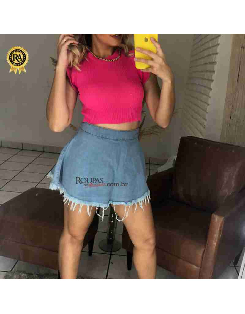 Saia Curta Jeans Feminina