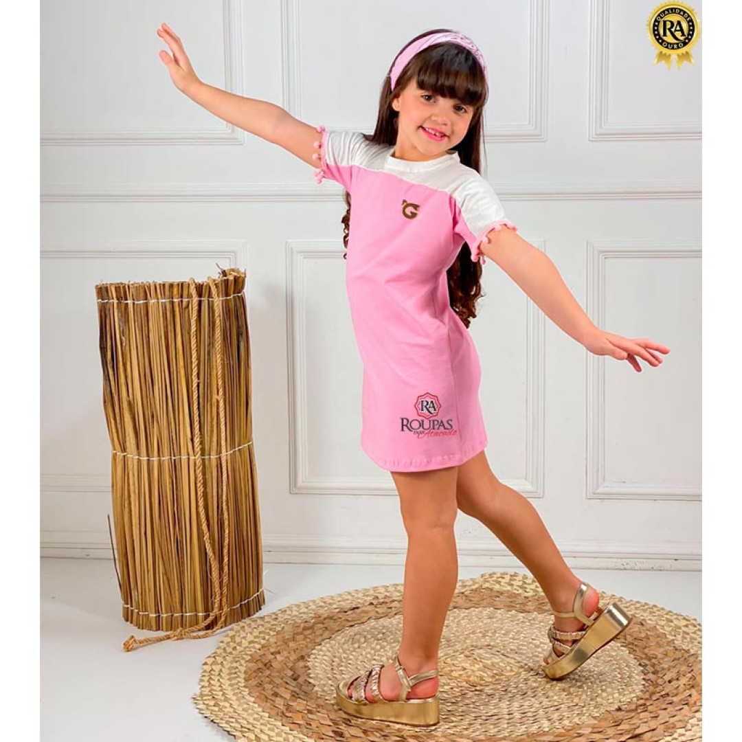 Vestido Algodão Infantil Pom Pom