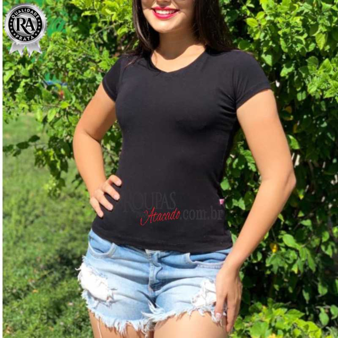 Blusa básica Feminina Com Manga