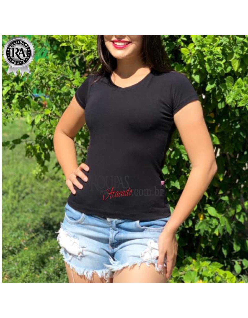 Blusa básica Feminina Com Manga 