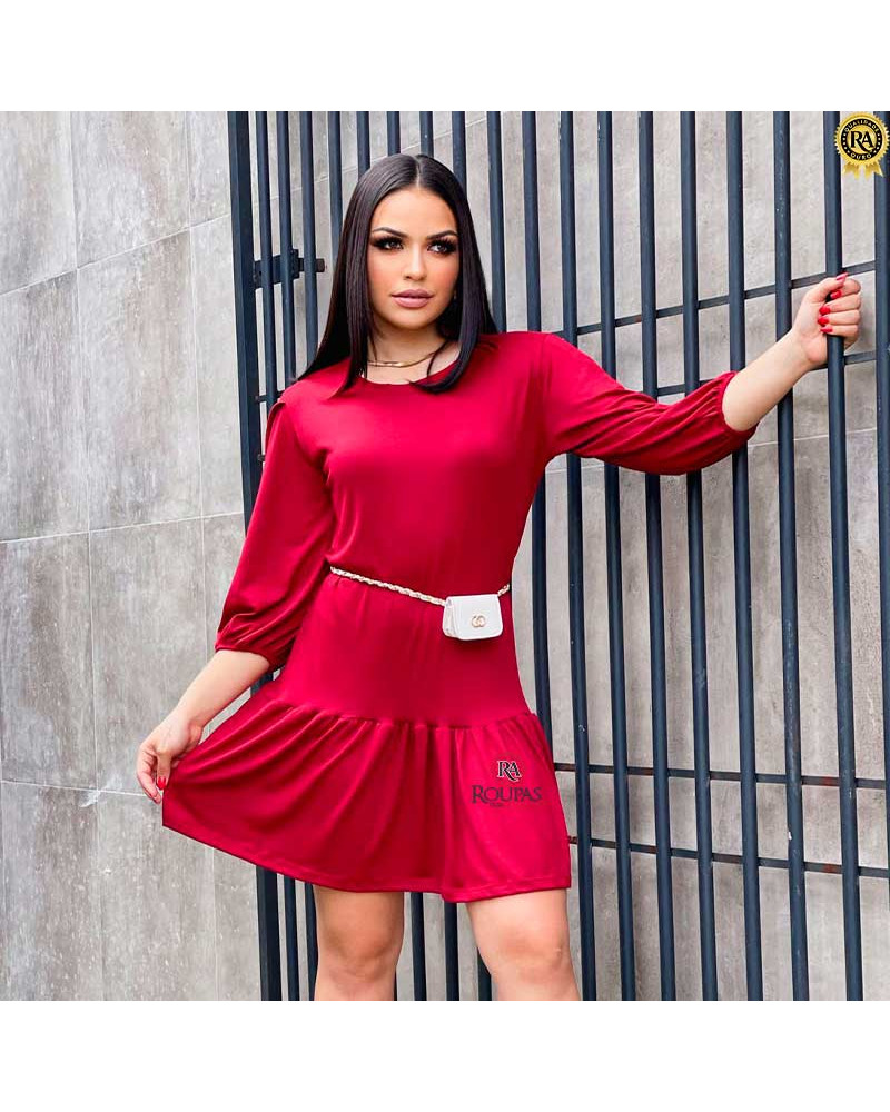 Vestido Kalyne Mangas Bufante Com Babado