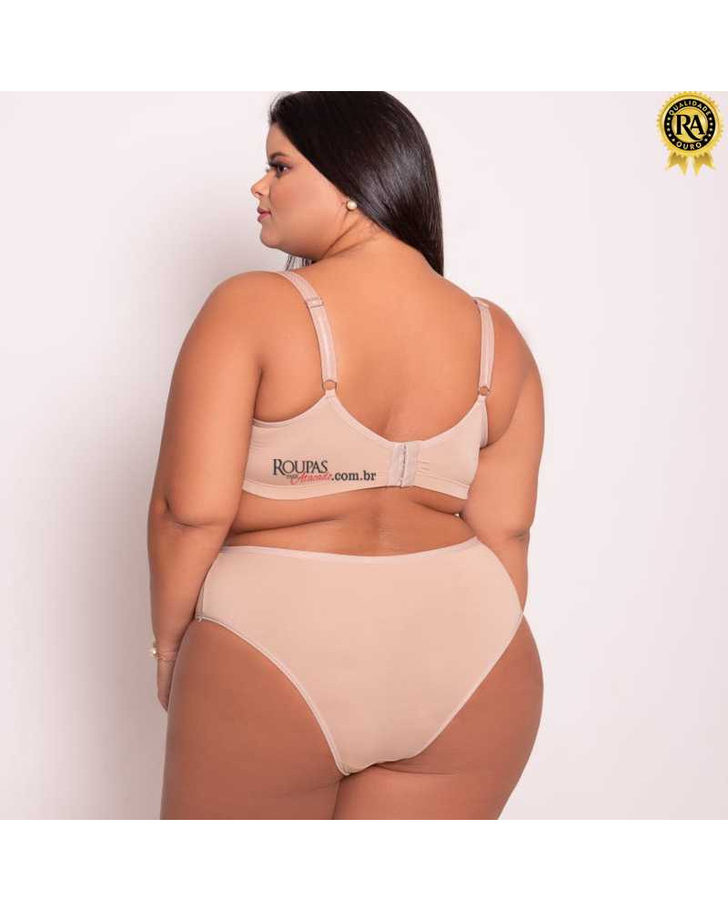 Conjunto De Lingerie Plus Size Microfibra Lisa