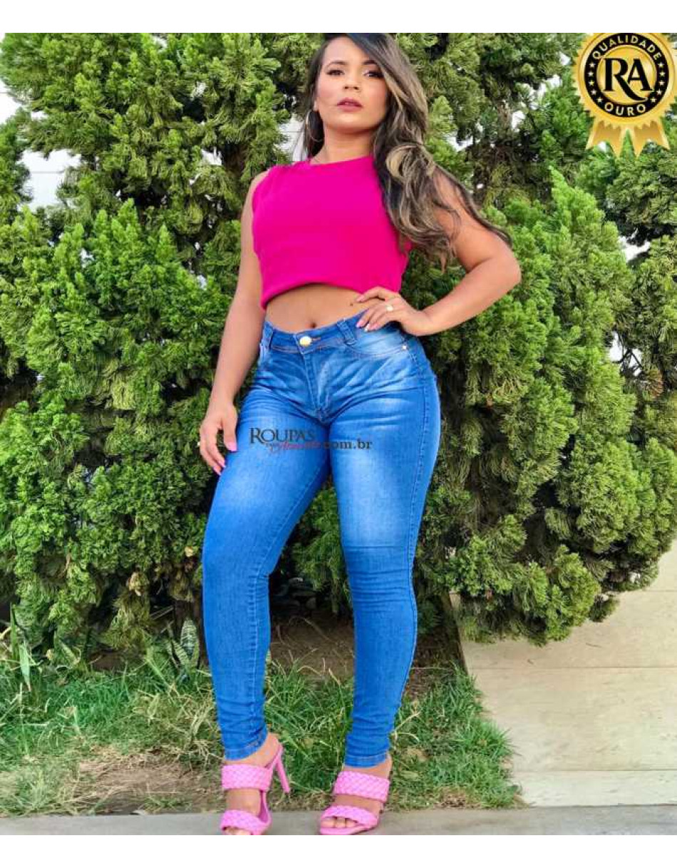 CALÇA JEANS FEMININA CINTURA ALTA