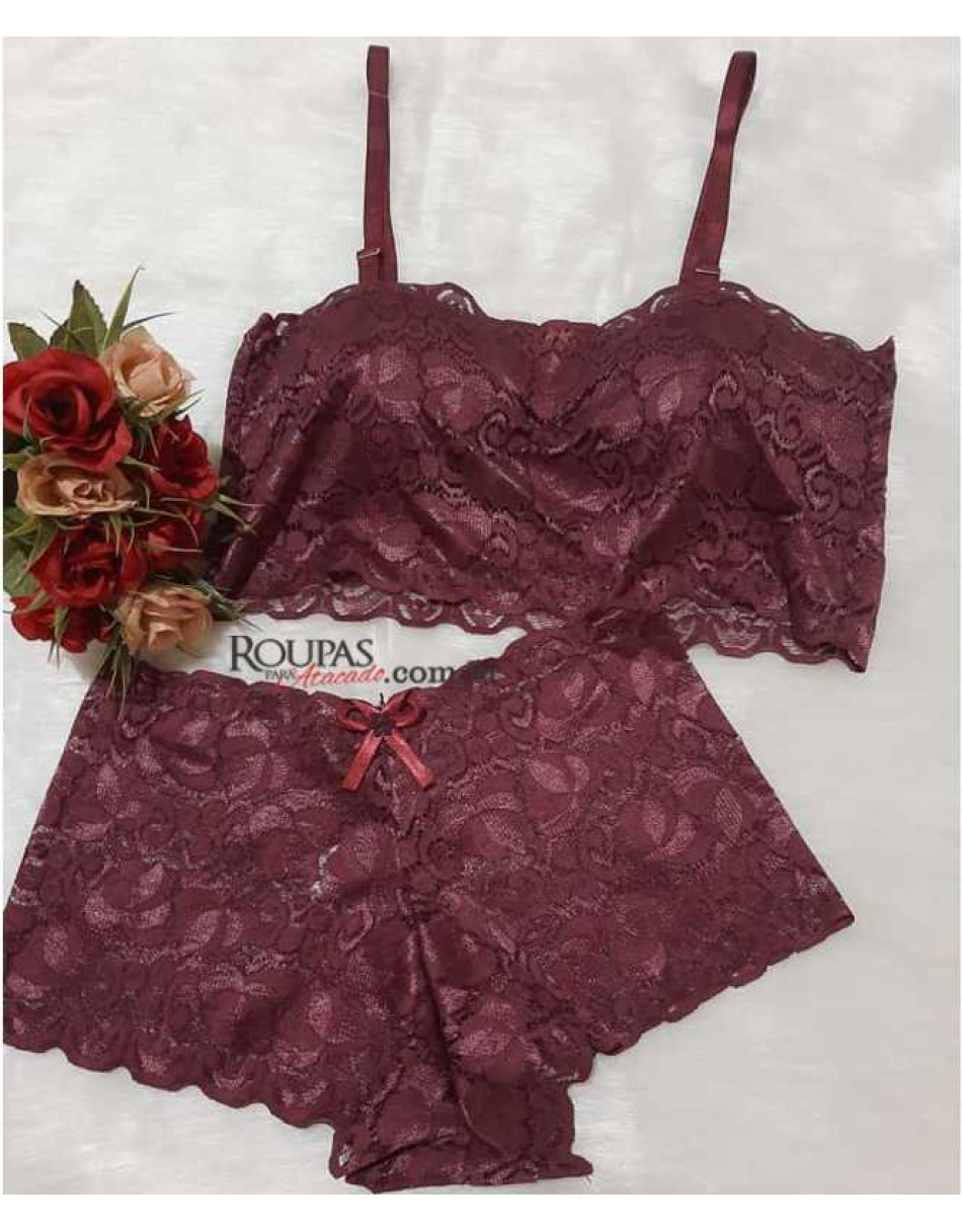 Conjunto Lingerie Cropped Carola com Calcinha