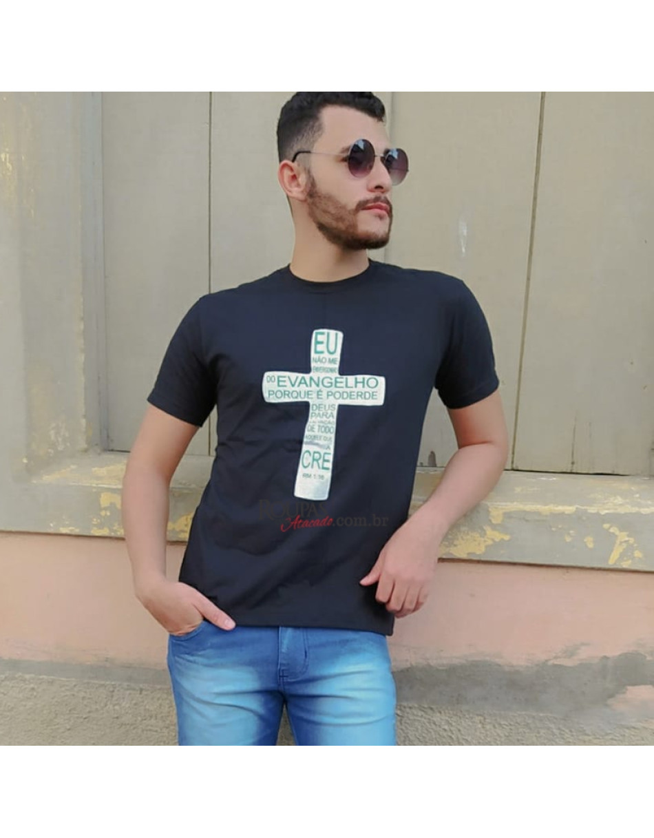 Camisa Masculina Algodão Com Frases Evangélicas