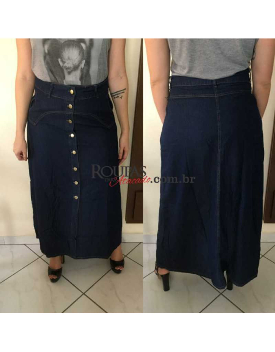 Saia Jeans Longa Feminina 