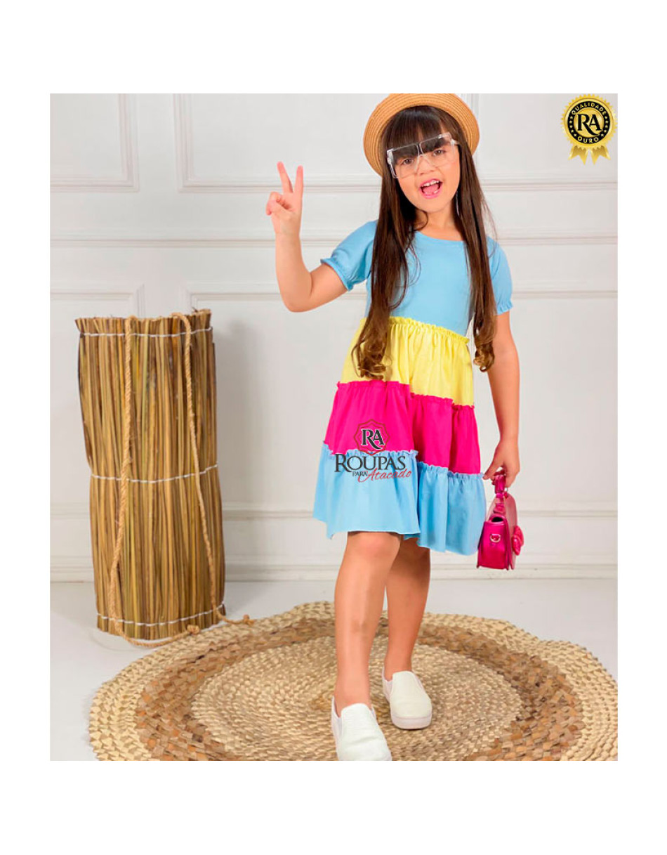 Vestido Infantil Três Marias Bicolor 