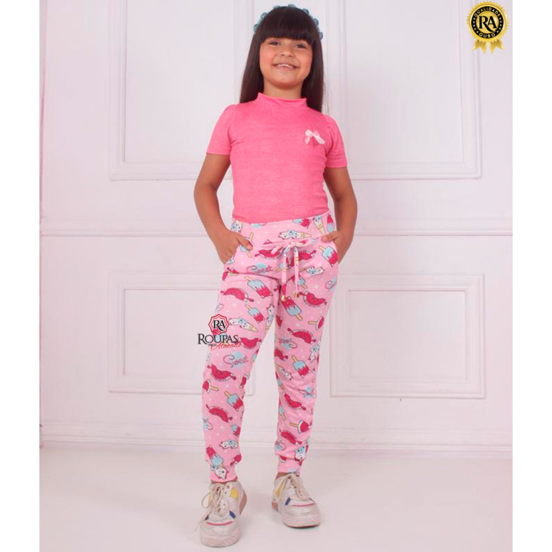 Calça Jogger Infantil Estampada Com Bolso