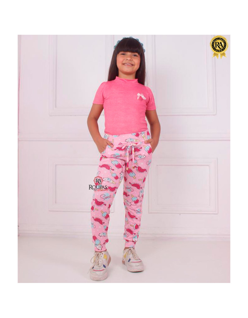 Calça Jogger Infantil Estampada Com Bolso