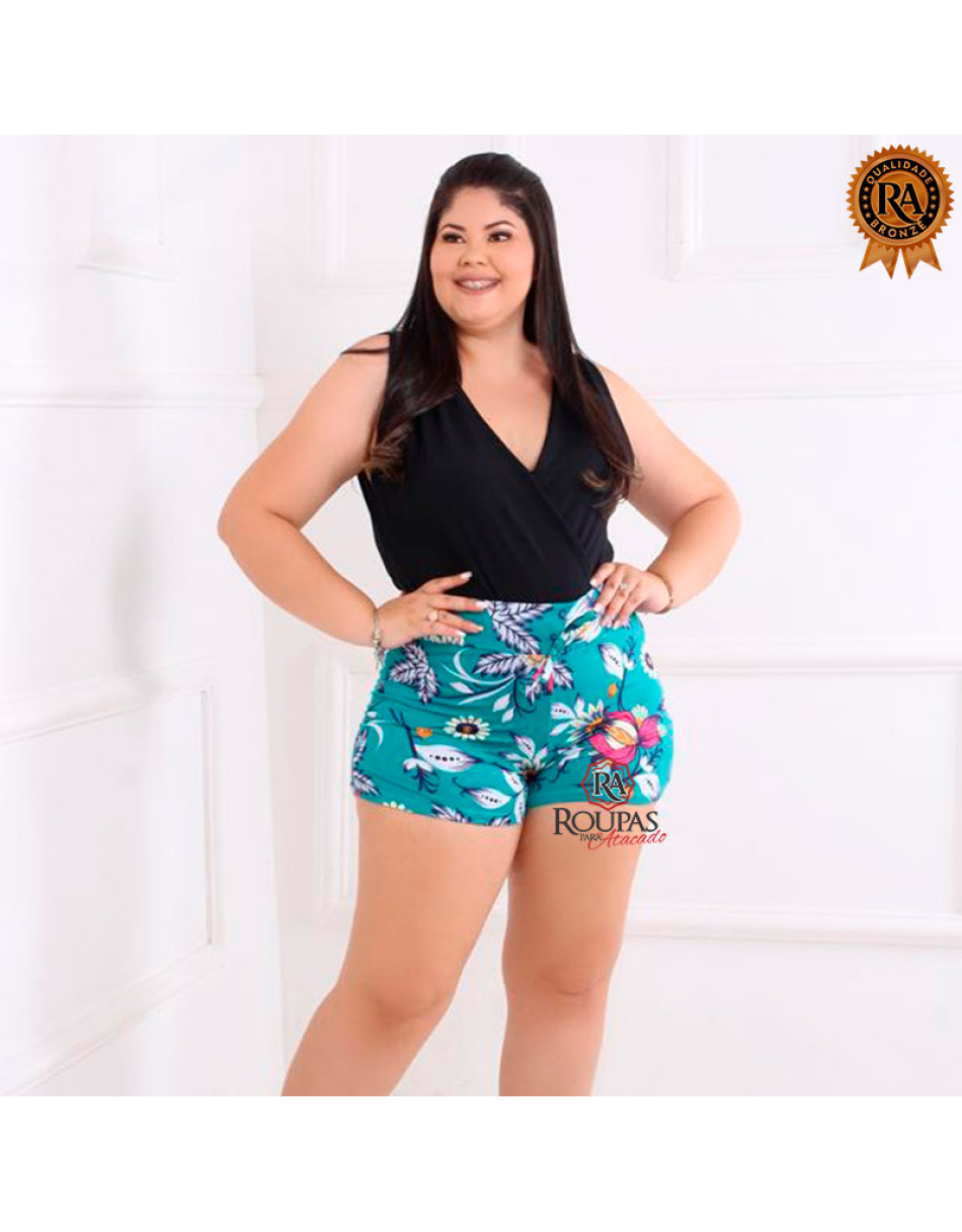 Short Feminino Plus Size Malha Leila Estampado