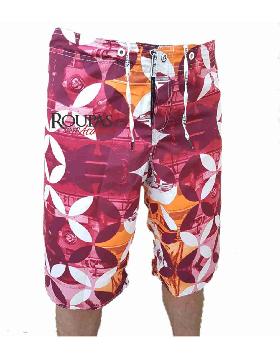 KIT Bermuda Tactel Praia Surf Adulto Estampada